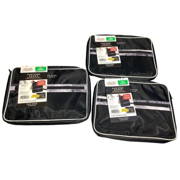3 Five Star Tech Sleeve Set Of 3 Black 11" X 13" Fits Chromebooks Laptops 11" - Picture 1 of 4